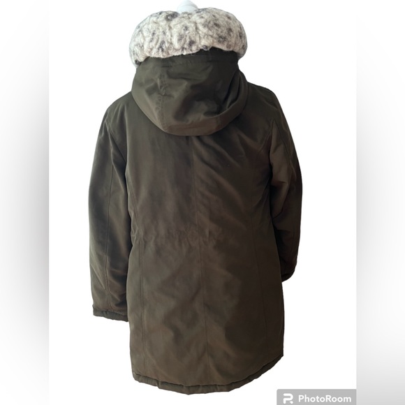 MICHAEL Michael Kors Hooded Fur Snap Front Polyfill Anorak Coat Medium Parka Med - Picture 13 of 16